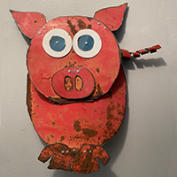 metal pig wall hanging